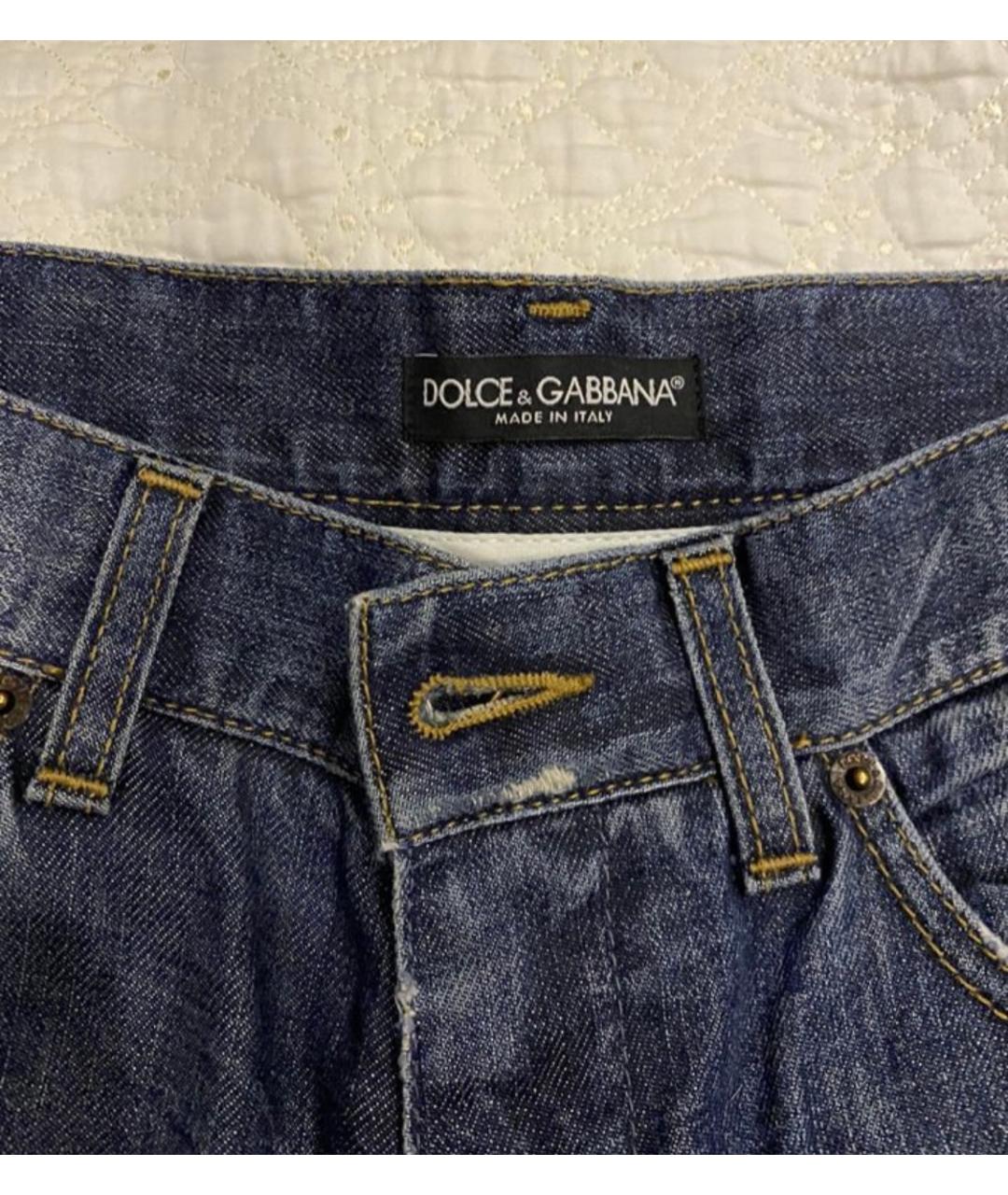 DOLCE&GABBANA Синие хлопковые прямые джинсы, фото 4