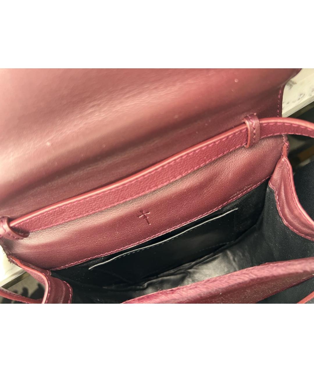 M2MALLETIER Бордовая меховая сумка через плечо, фото 3