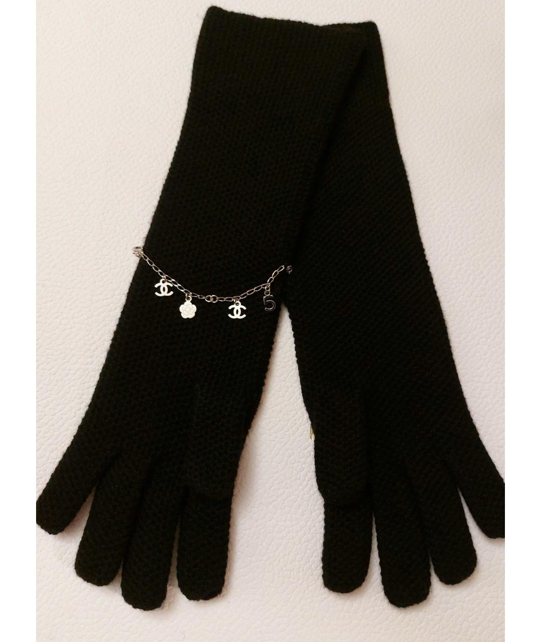 CHANEL PRE-OWNED Черные кашемировые перчатки, фото 2
