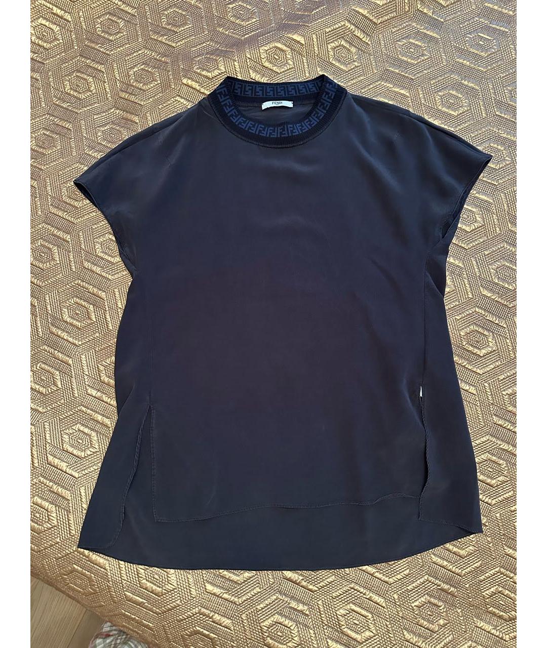 FENDI Черная шелковая блузы, фото 7