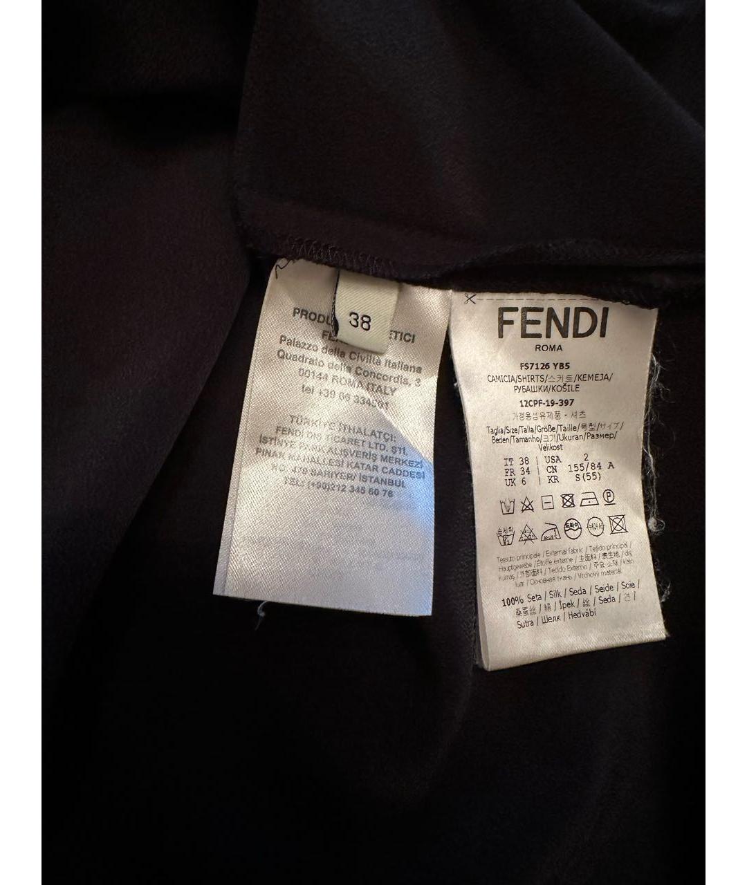 FENDI Черная шелковая блузы, фото 3