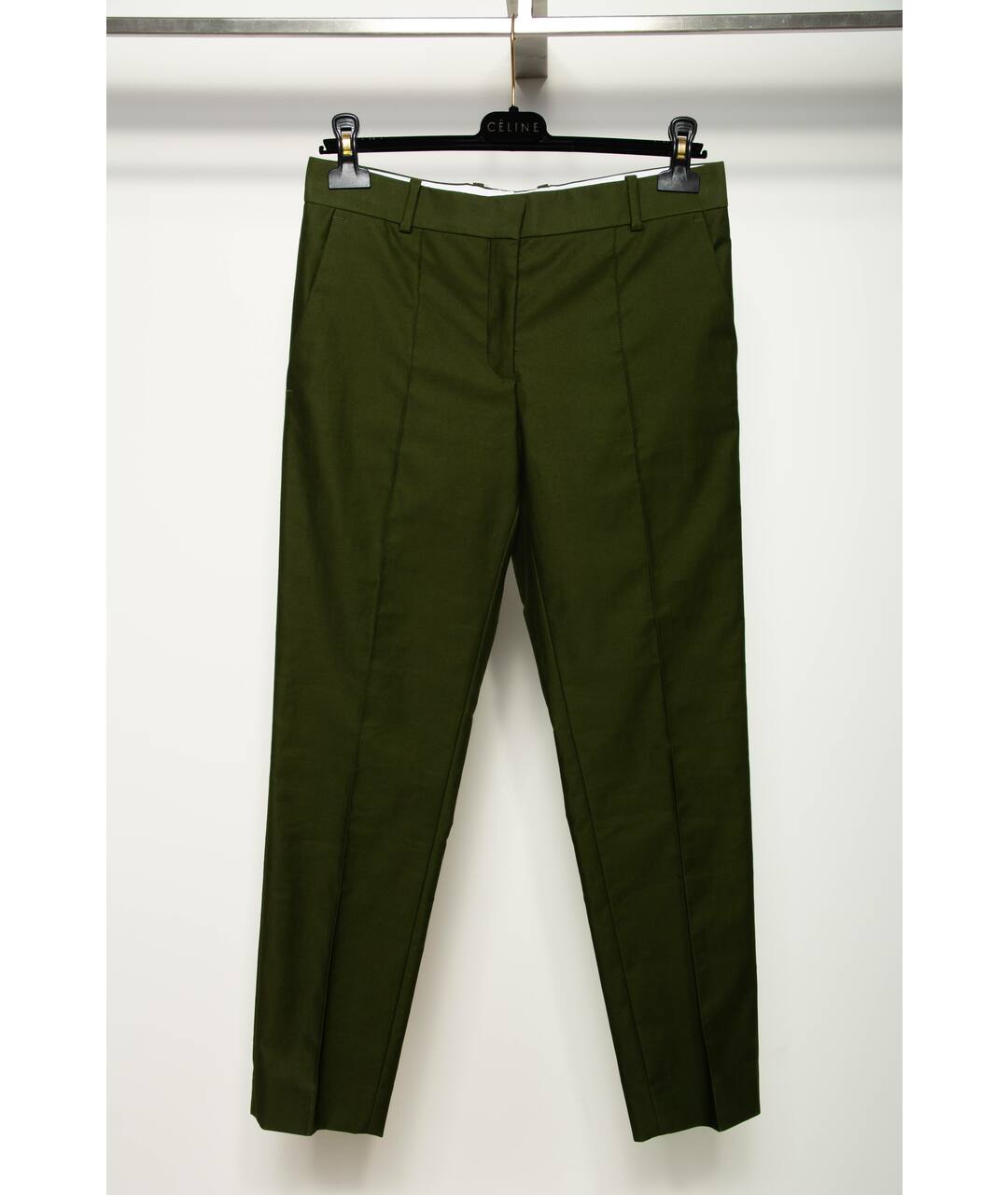 CELINE Зеленые хлопковые брюки узкие, фото 5