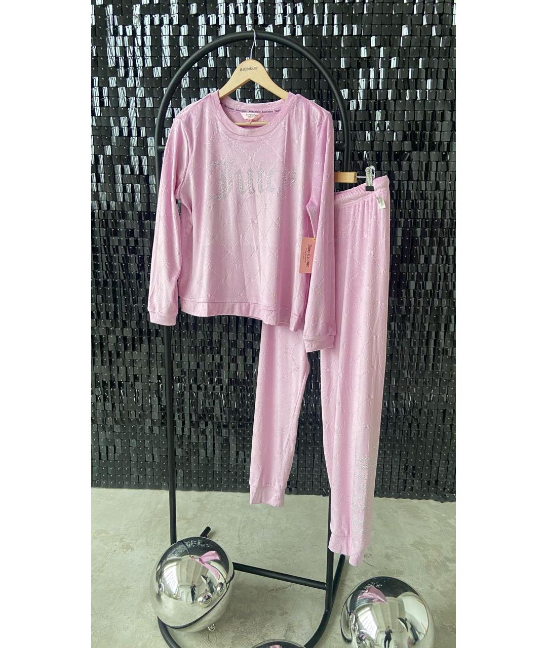 JUICY COUTURE Розовый велюровый костюм с брюками, фото 3