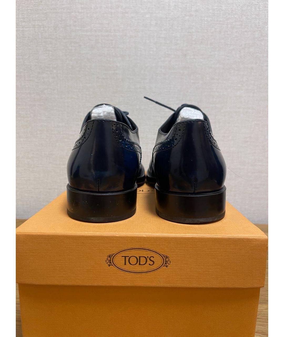 TOD'S Темно-синие кожаные брогги и оксфорды, фото 3