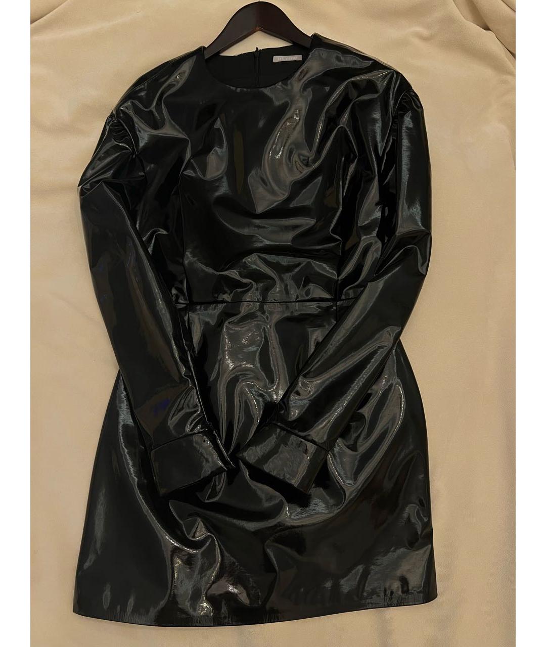 12 STOREEZ Черное полиуретановое коктейльное платье, фото 4