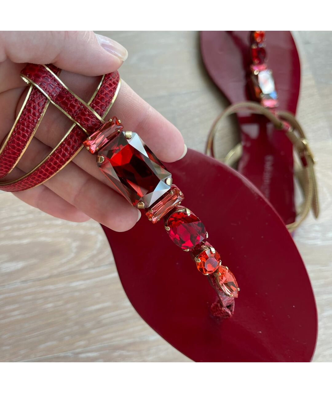 DOLCE&GABBANA Красные кожаные сандалии, фото 6