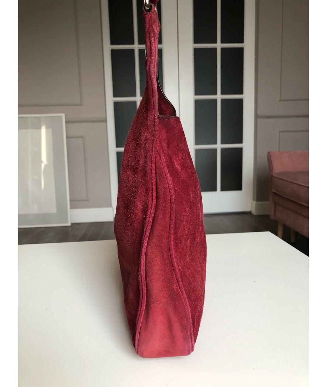 PRADA VINTAGE Бордовая замшевая сумка с короткими ручками, фото 2