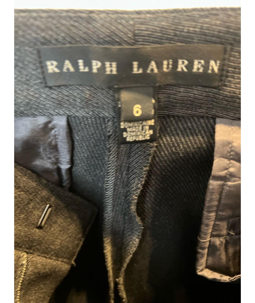 RALPH LAUREN Антрацитовые шерстяные прямые брюки, фото 5