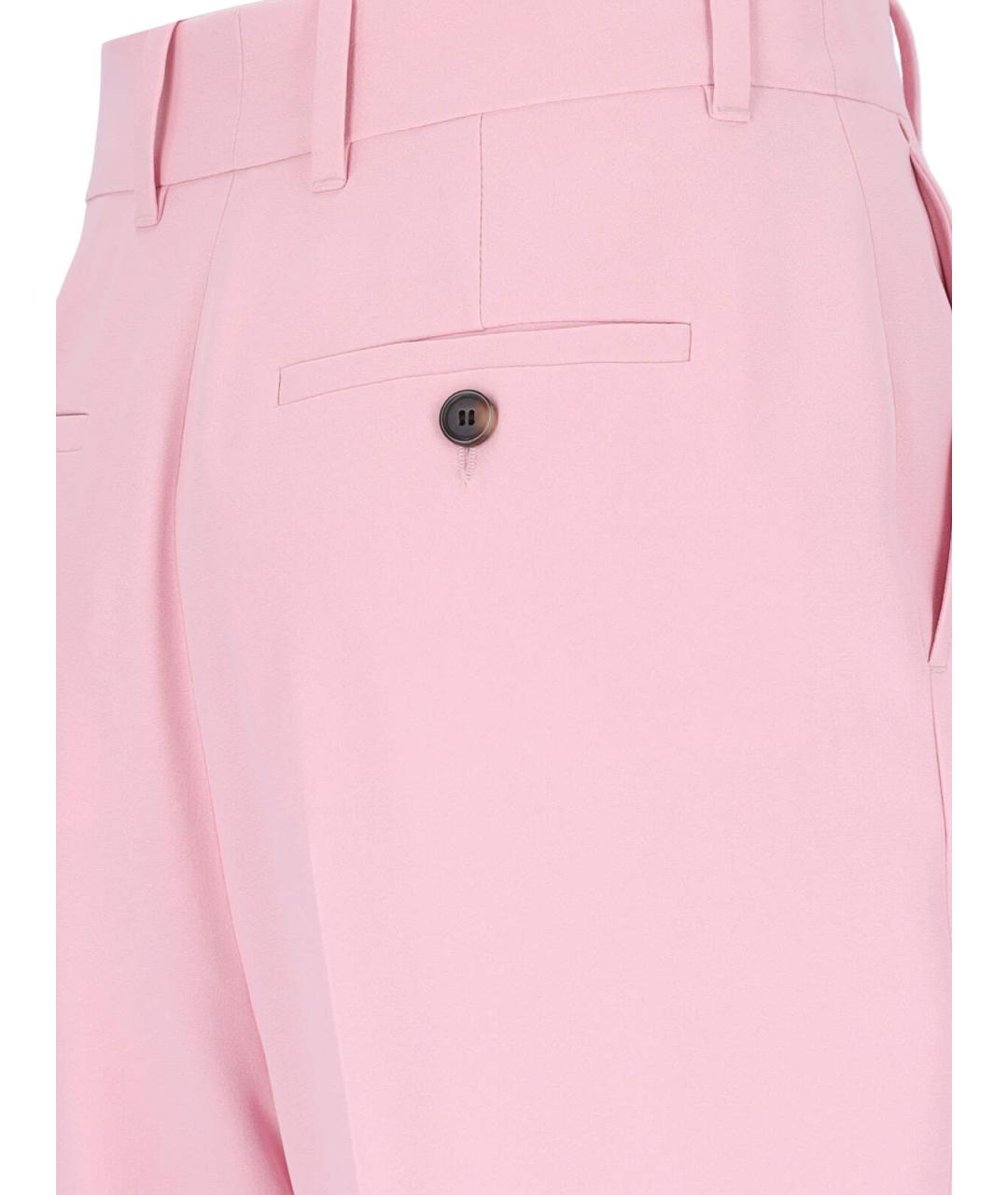 ALEXANDER MCQUEEN Розовые вискозные прямые брюки, фото 4