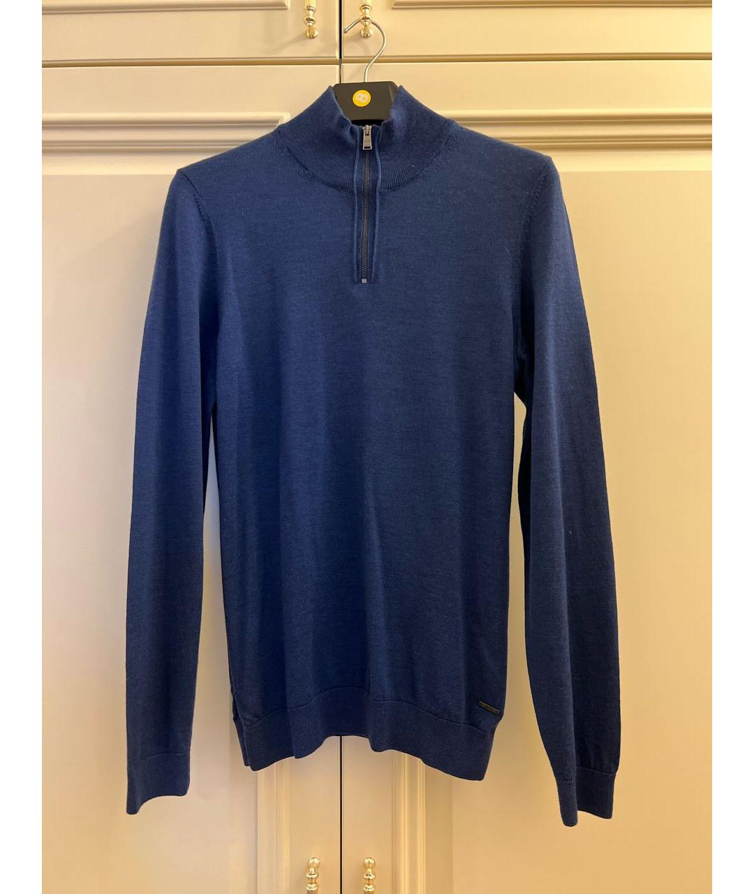 HUGO BOSS Темно-синий шерстяной джемпер / свитер, фото 5