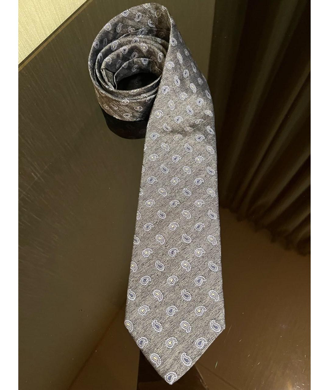 LES COPAINS Серый шелковый галстук, фото 5