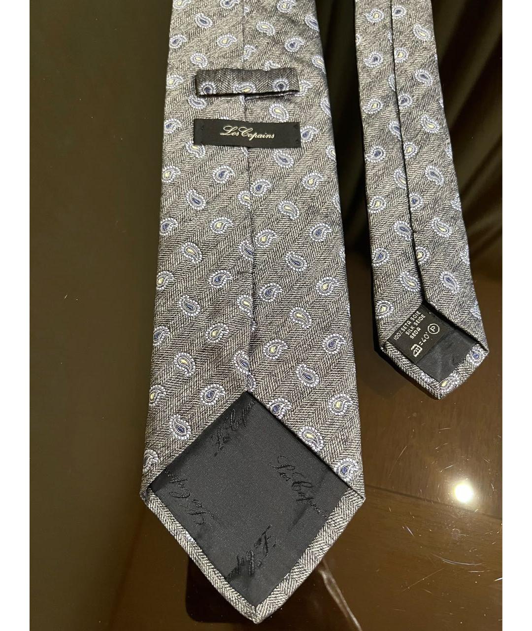 LES COPAINS Серый шелковый галстук, фото 3