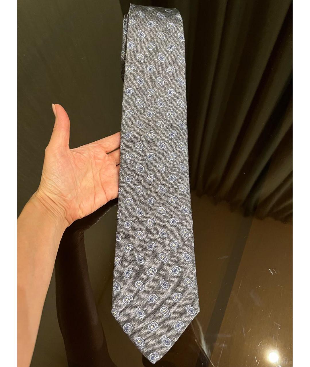 LES COPAINS Серый шелковый галстук, фото 8