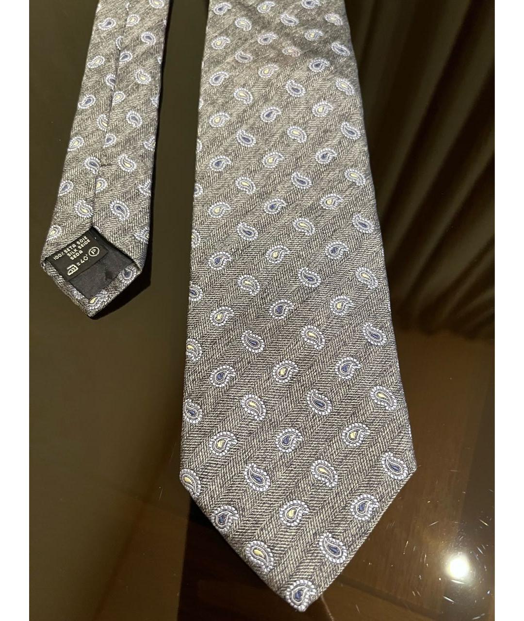 LES COPAINS Серый шелковый галстук, фото 9