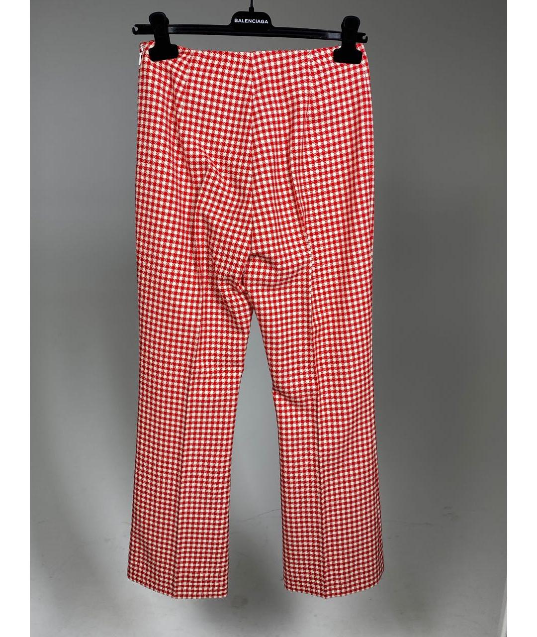 MIU MIU Красные хлопковые прямые брюки, фото 2