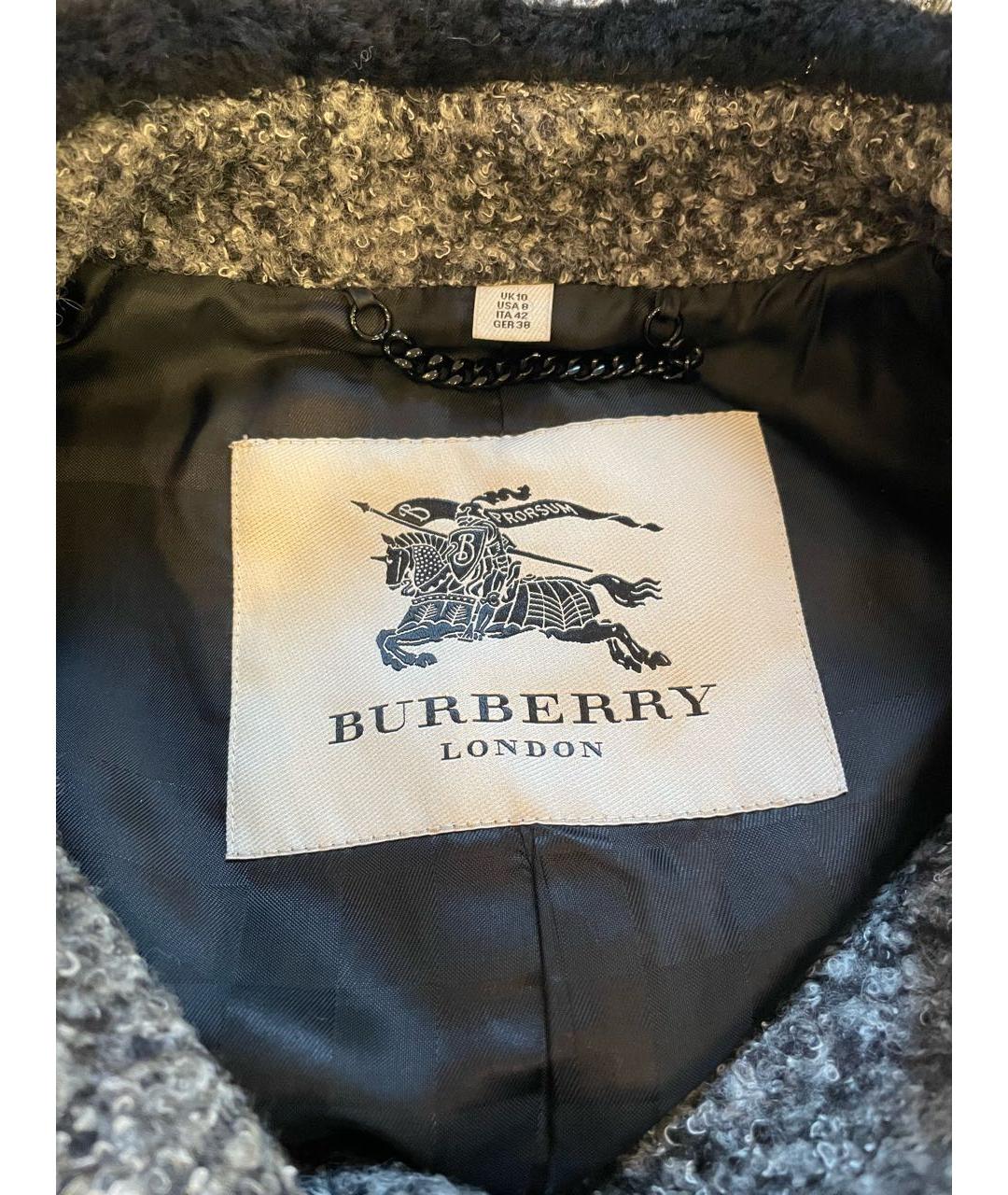 BURBERRY Серое шерстяное пальто, фото 4