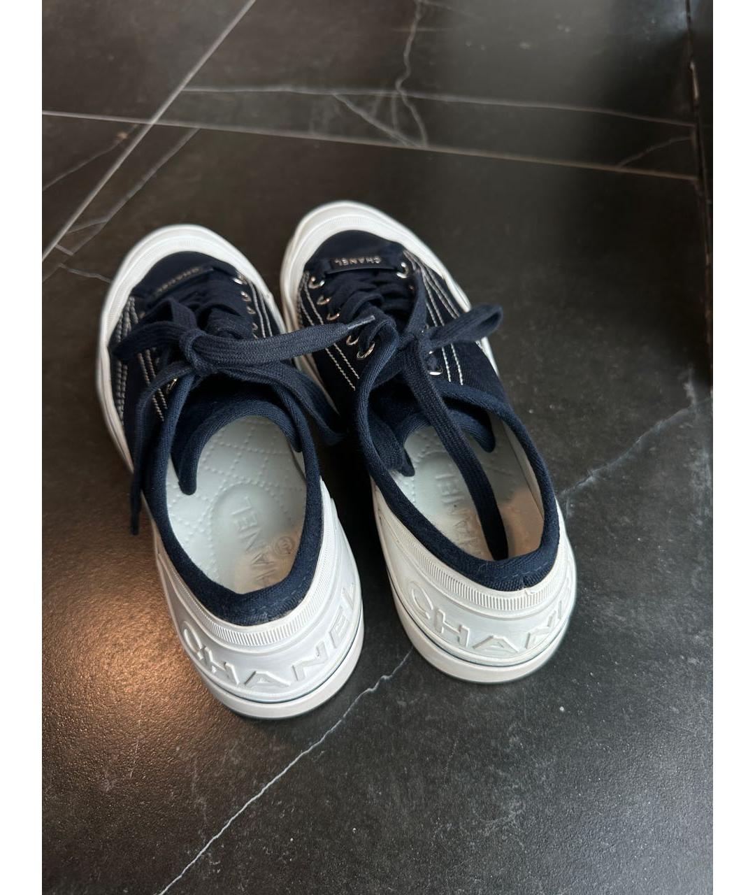 CHANEL Темно-синие текстильные кеды, фото 6