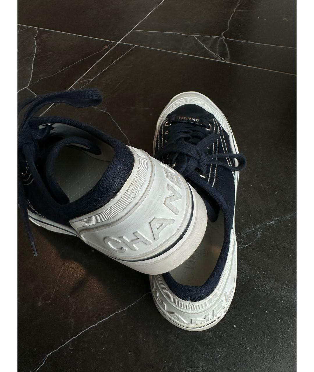 CHANEL Темно-синие текстильные кеды, фото 4