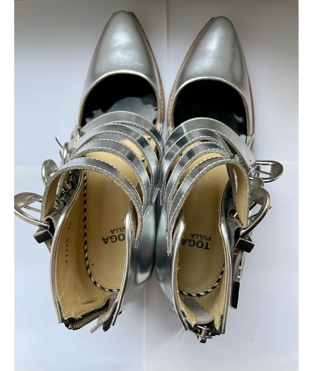 TOGA PULLA Серебряные кожаные ботинки, фото 3