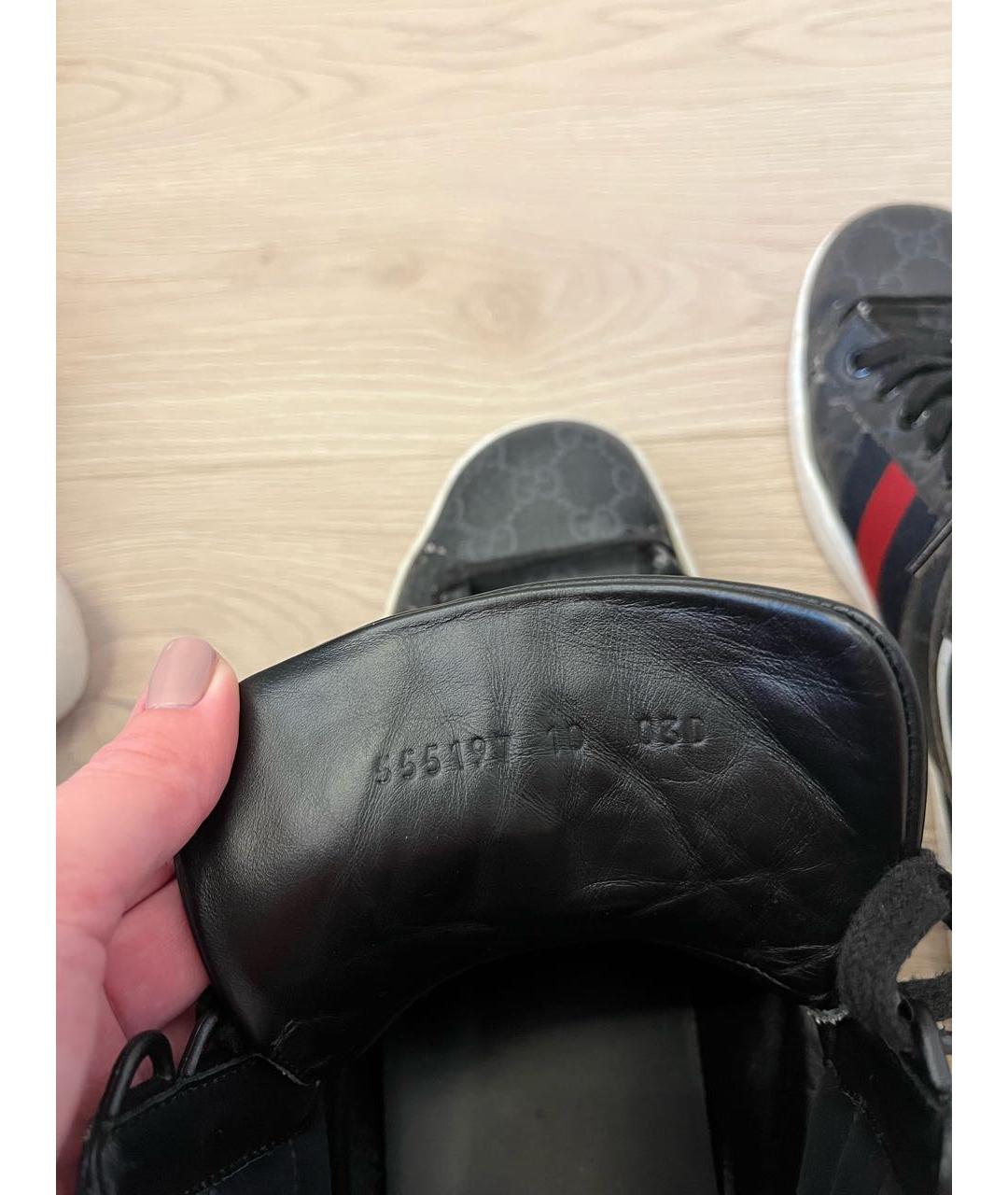 GUCCI Черные кожаные высокие кроссовки / кеды, фото 4