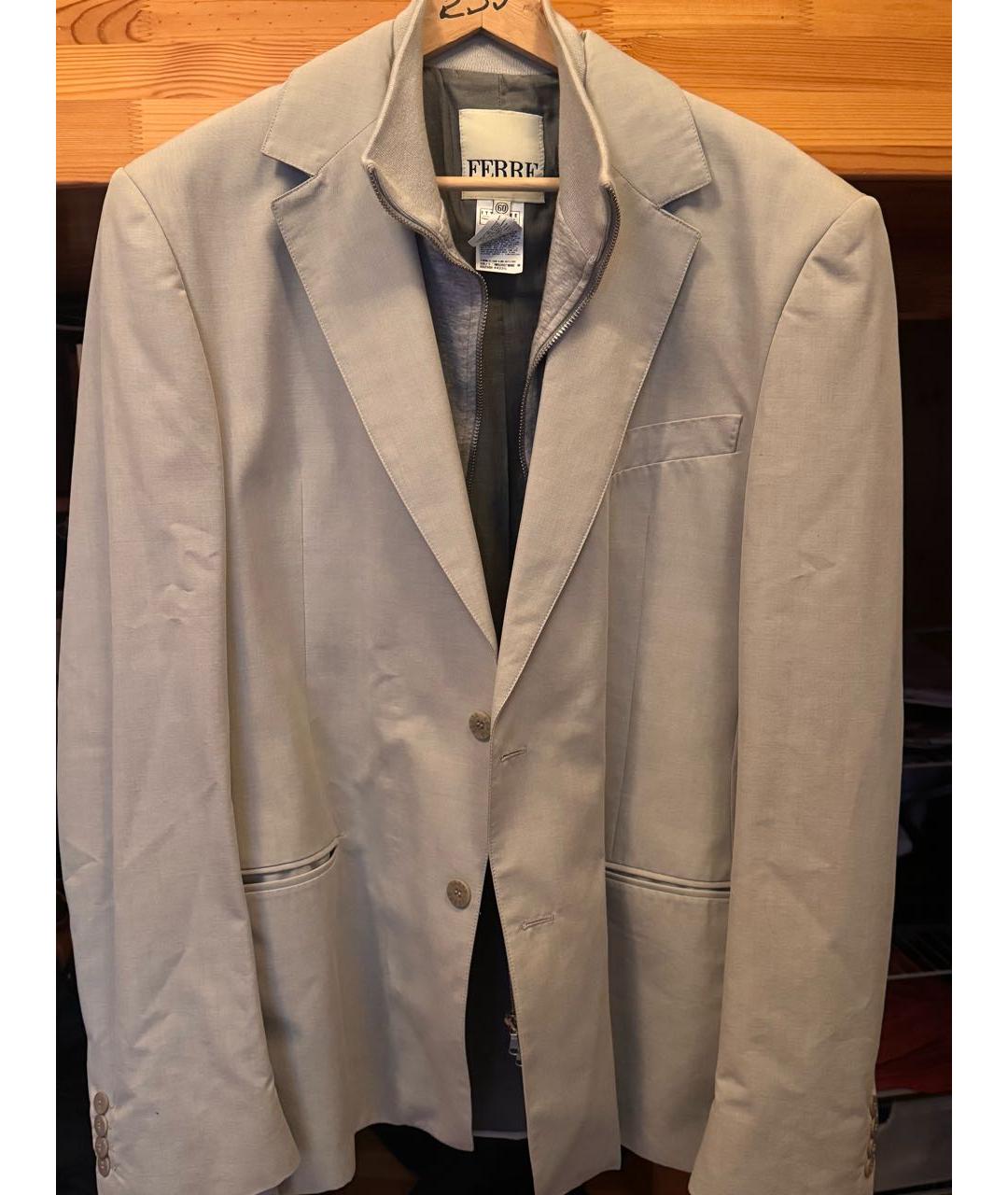 GIANFRANCO FERRE Бежевый хлопковый пиджак, фото 7