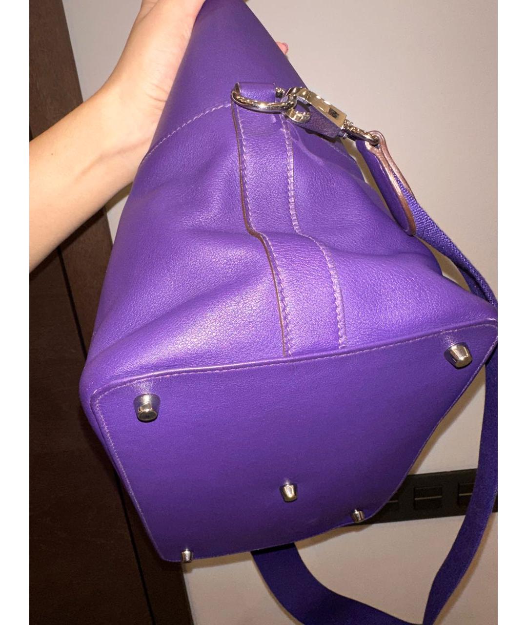 HERMES PRE-OWNED Фиолетовая кожаная сумка с короткими ручками, фото 8