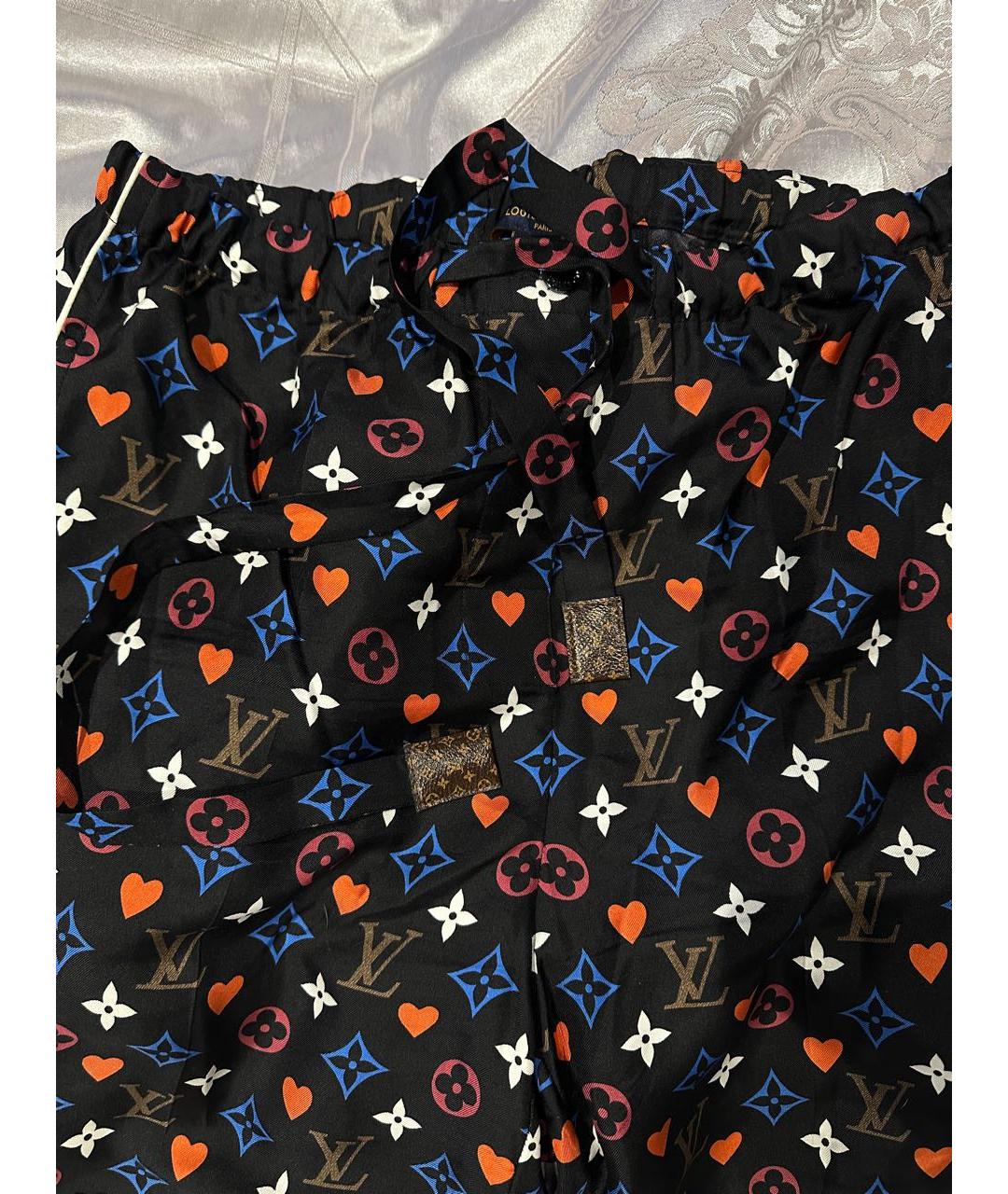 LOUIS VUITTON Мульти шелковые брюки широкие, фото 4