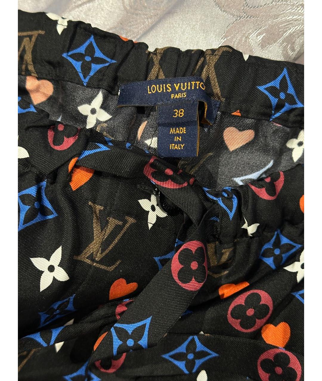 LOUIS VUITTON Мульти шелковые брюки широкие, фото 5