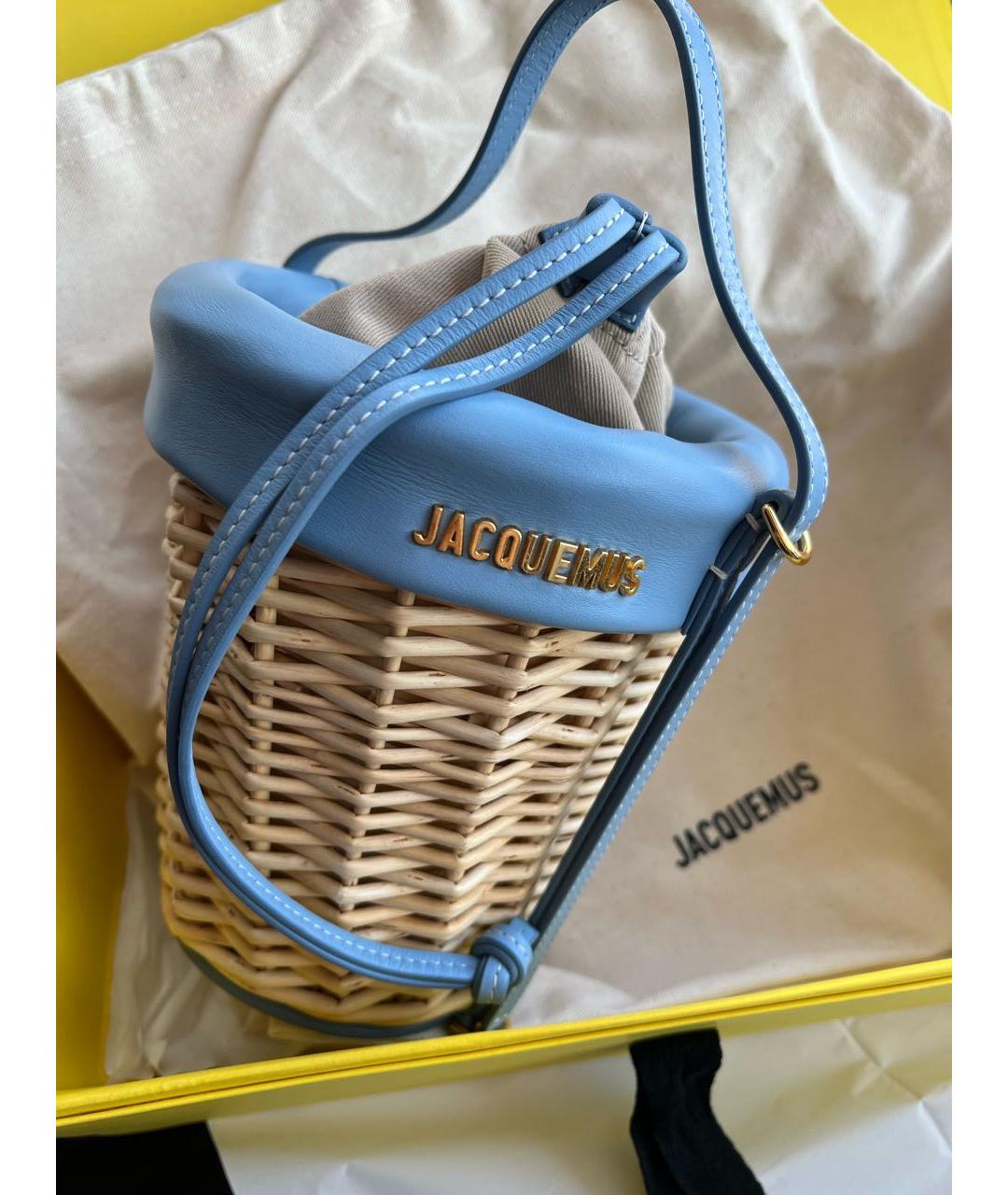 JACQUEMUS Голубая пелетеная пляжная сумка, фото 5