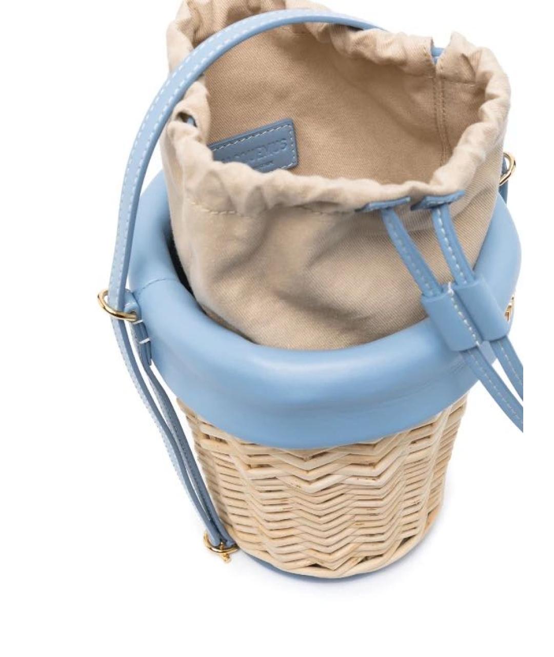JACQUEMUS Голубая пелетеная пляжная сумка, фото 2