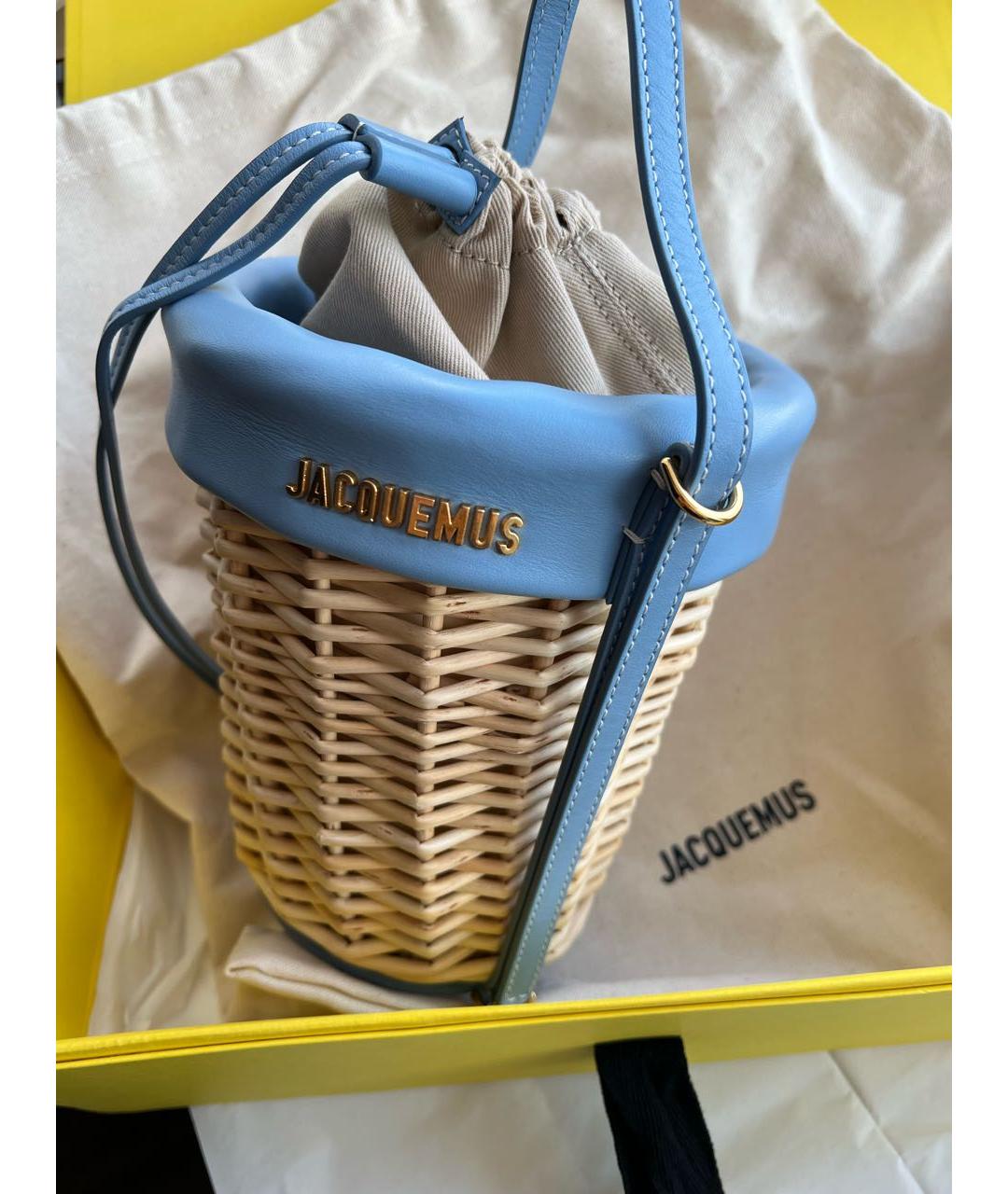 JACQUEMUS Голубая пелетеная пляжная сумка, фото 6
