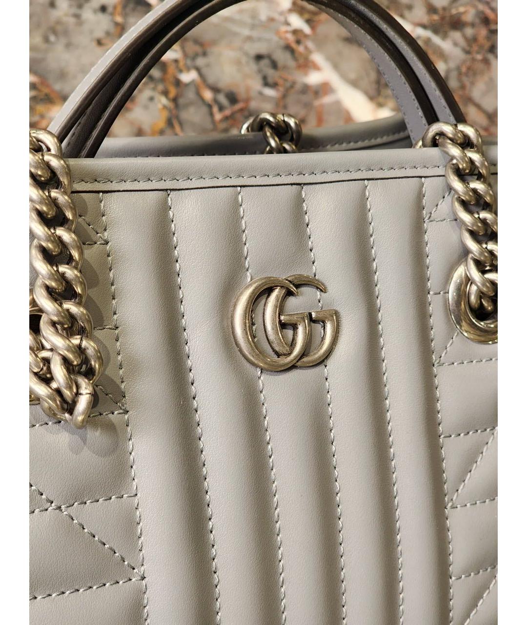 GUCCI Серая кожаная сумка тоут, фото 3