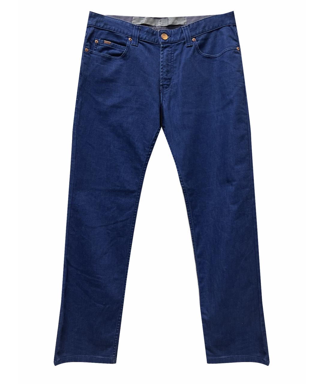 ARMANI COLLEZIONI Синие хлопковые прямые джинсы, фото 1