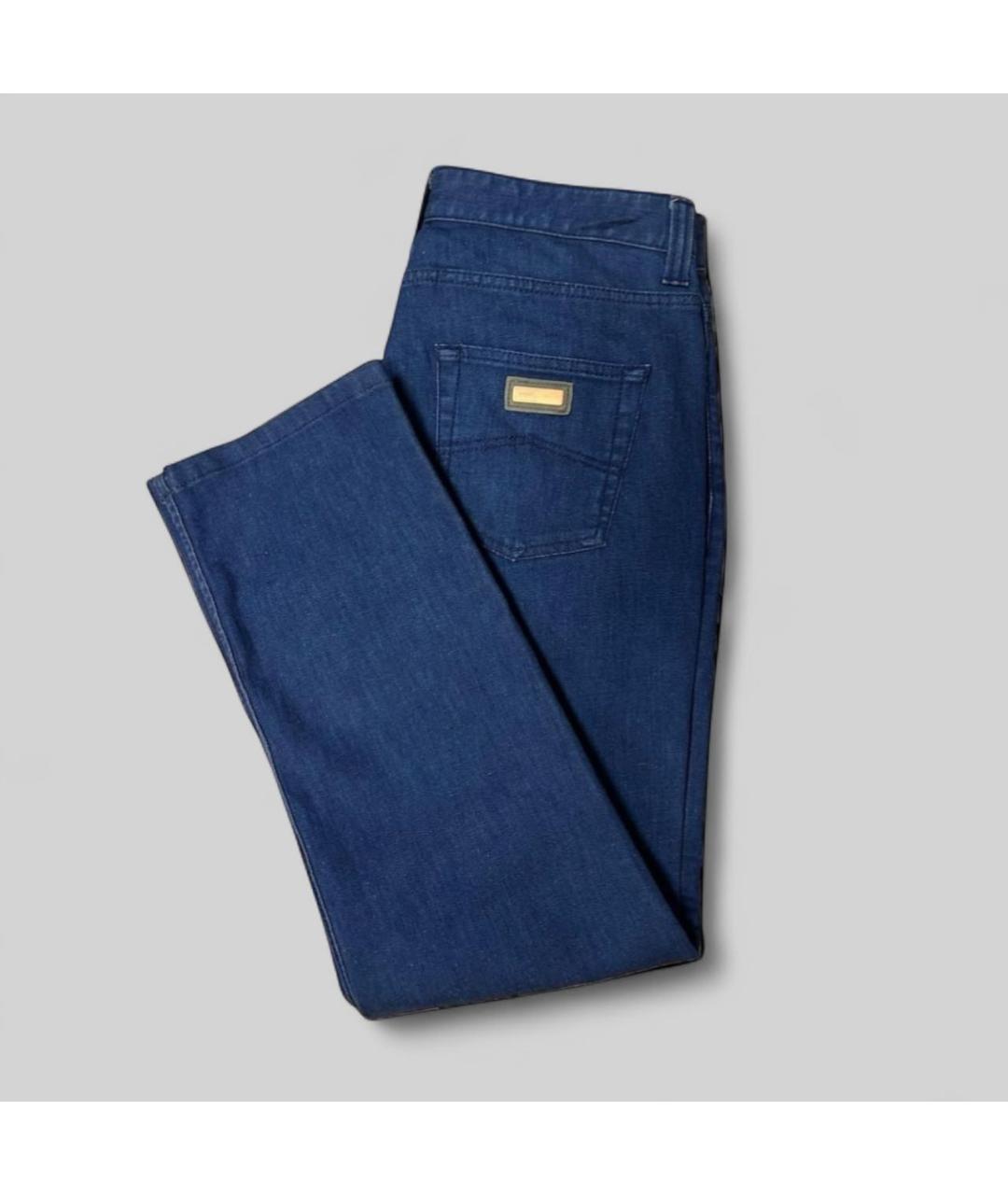 ARMANI COLLEZIONI Синие хлопковые прямые джинсы, фото 4