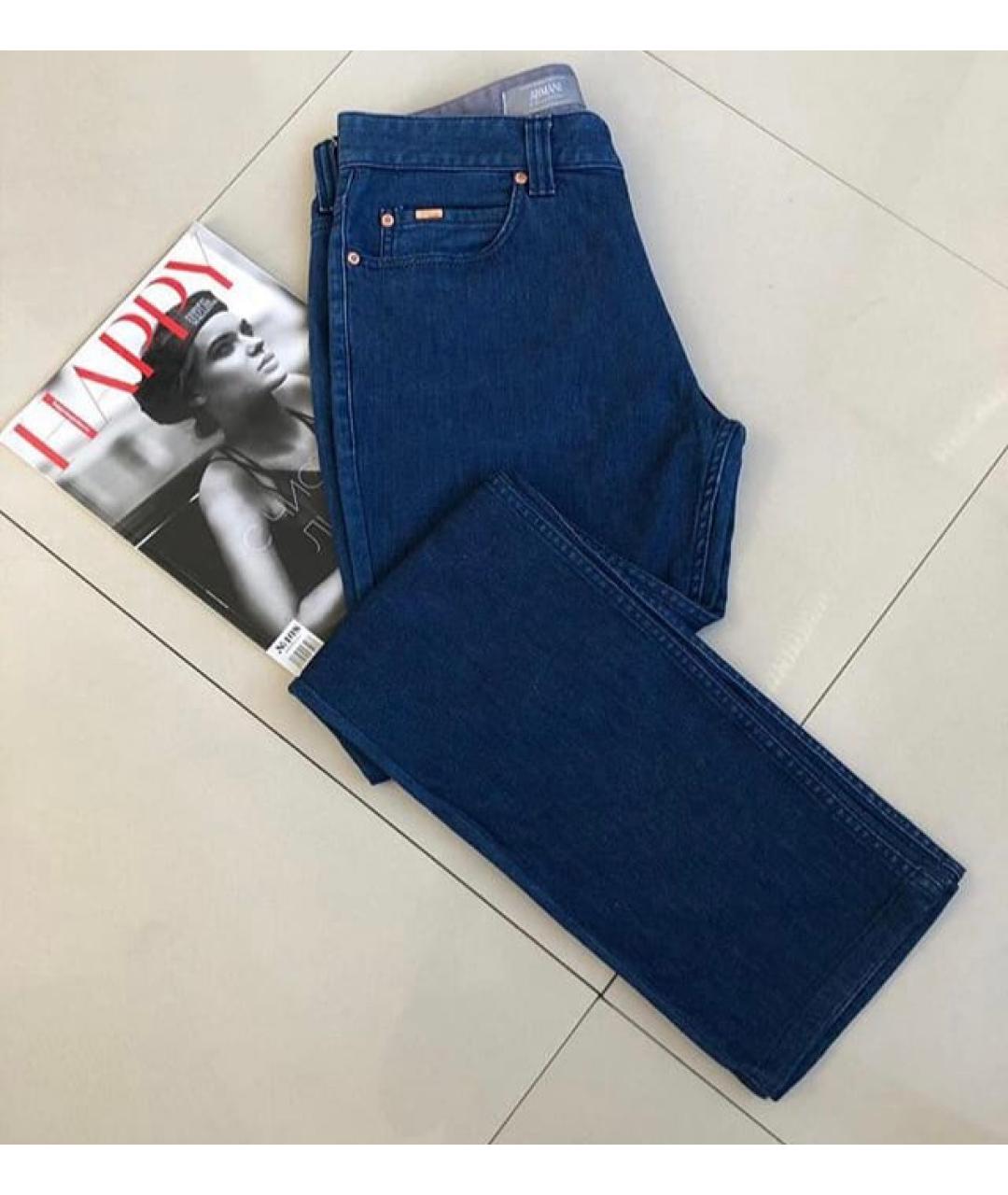 ARMANI COLLEZIONI Синие хлопковые прямые джинсы, фото 3
