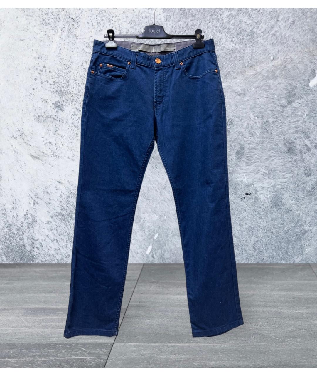 ARMANI COLLEZIONI Синие хлопковые прямые джинсы, фото 4