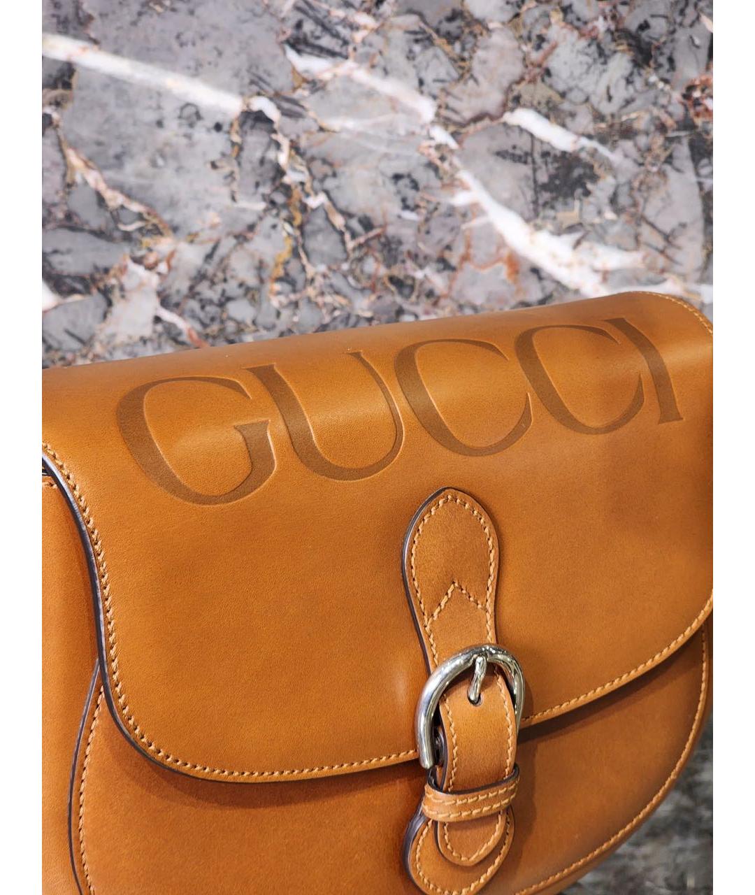 GUCCI Коричневая кожаная сумка через плечо, фото 2