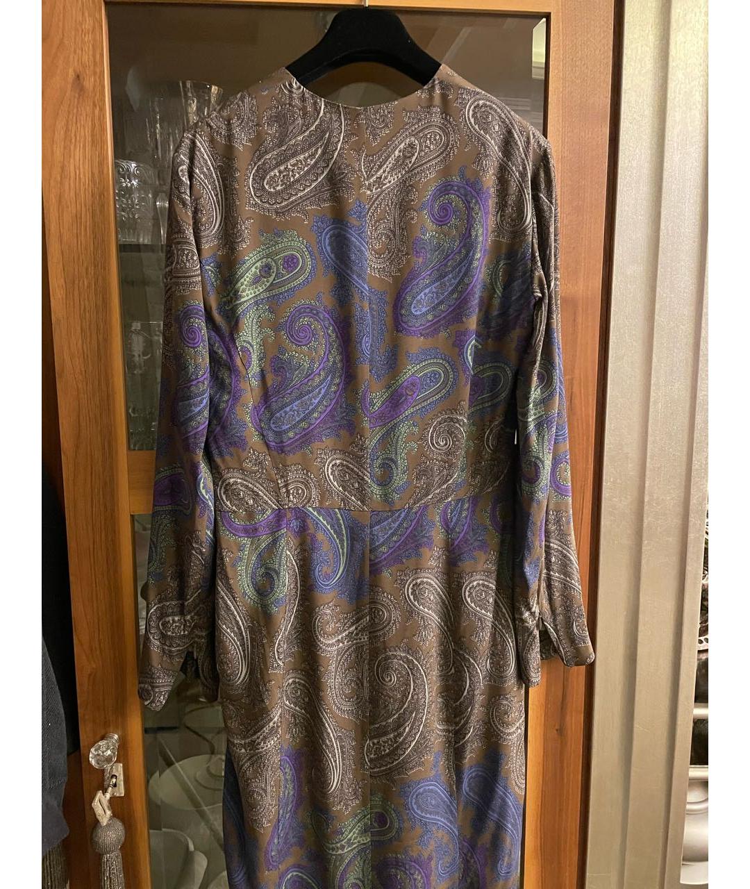 ETRO Синее шелковое коктейльное платье, фото 2