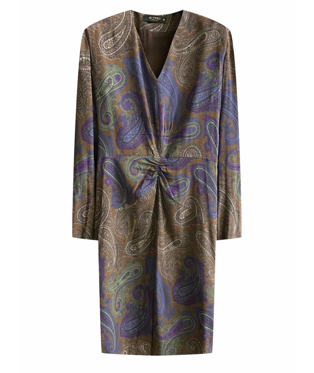 ETRO Синее шелковое коктейльное платье, фото 1