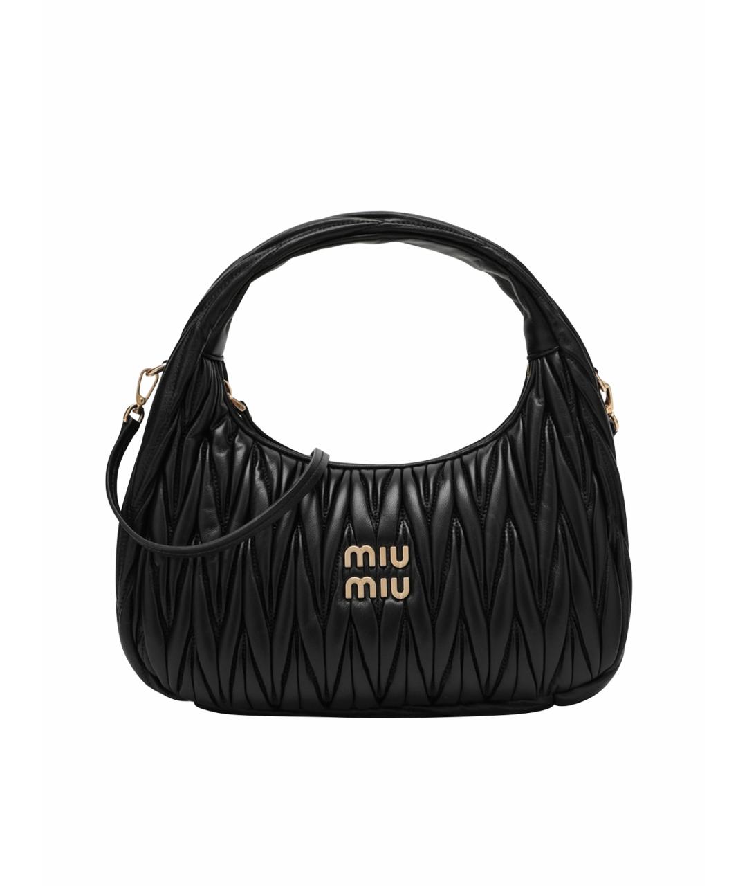 MIU MIU Черная кожаная сумка с короткими ручками, фото 1