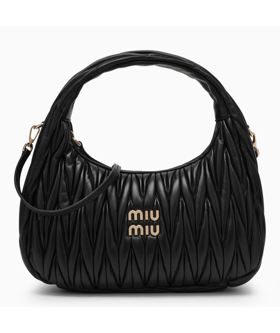 MIU MIU Черная кожаная сумка с короткими ручками, фото 5