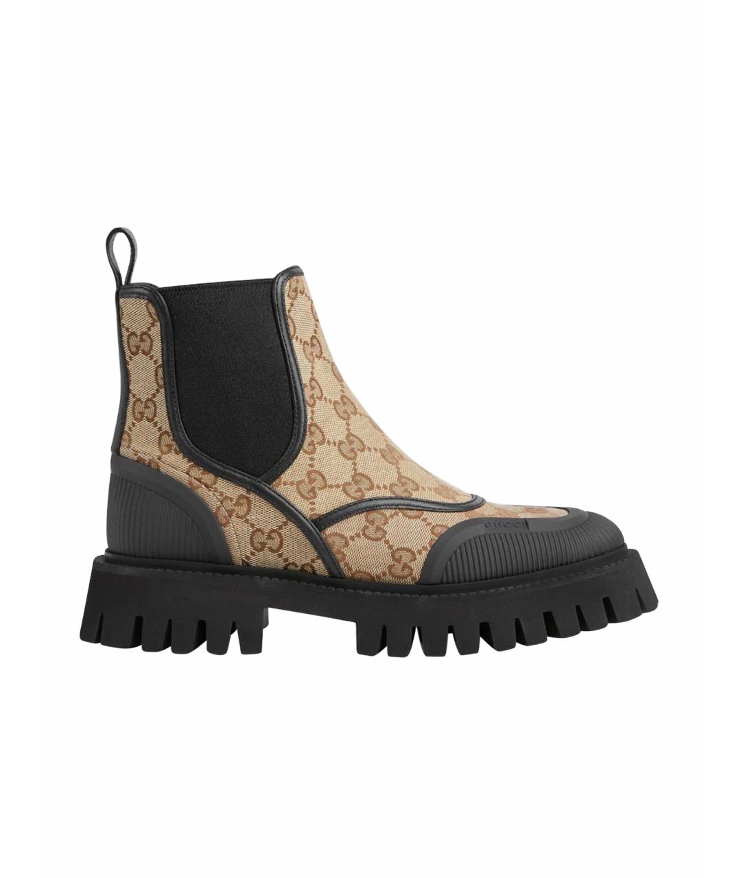 GUCCI Бежевые кожаные ботинки, фото 1