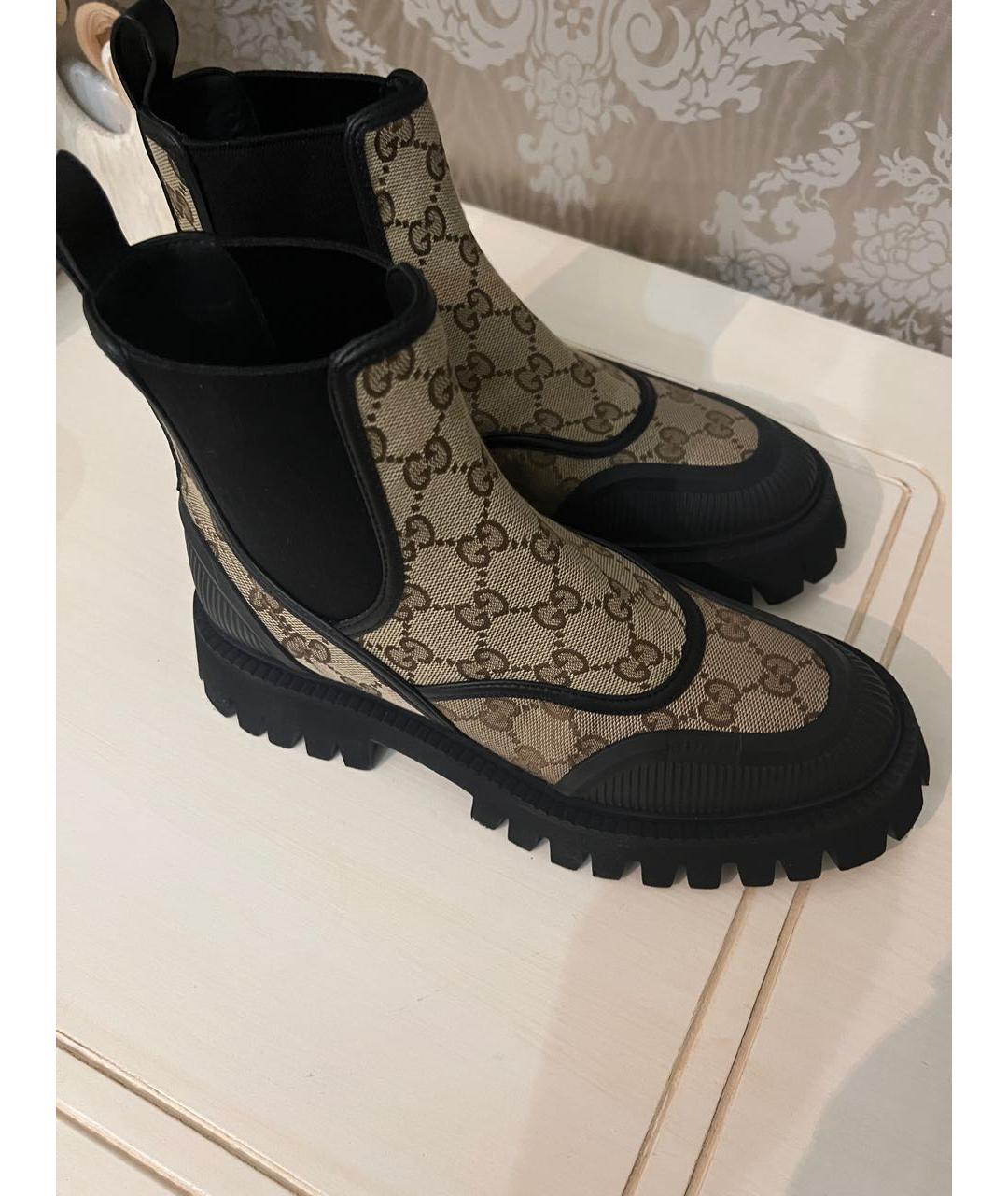 GUCCI Бежевые кожаные ботинки, фото 6