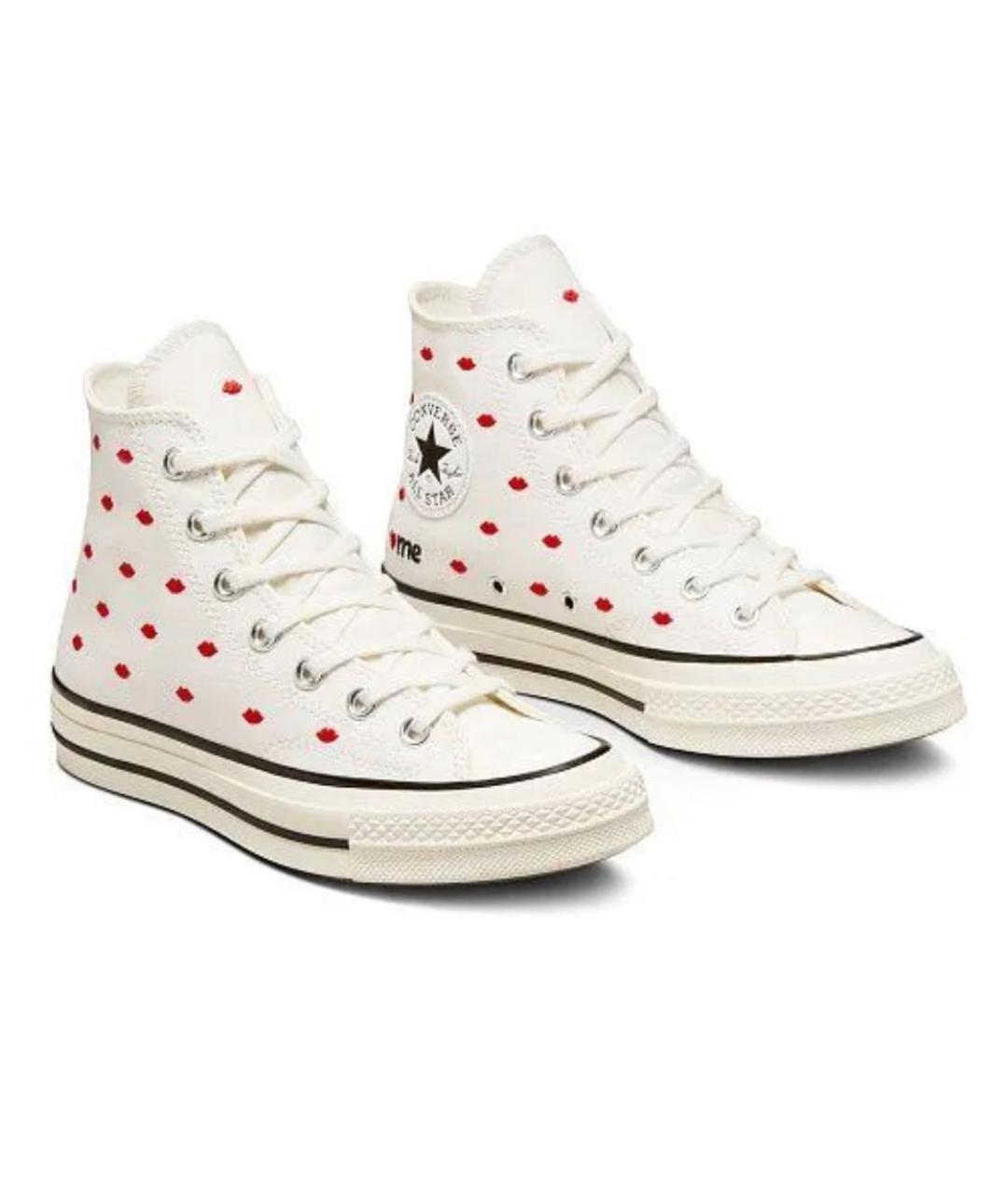 CONVERSE Белые текстильные высокие кроссовки / кеды, фото 2