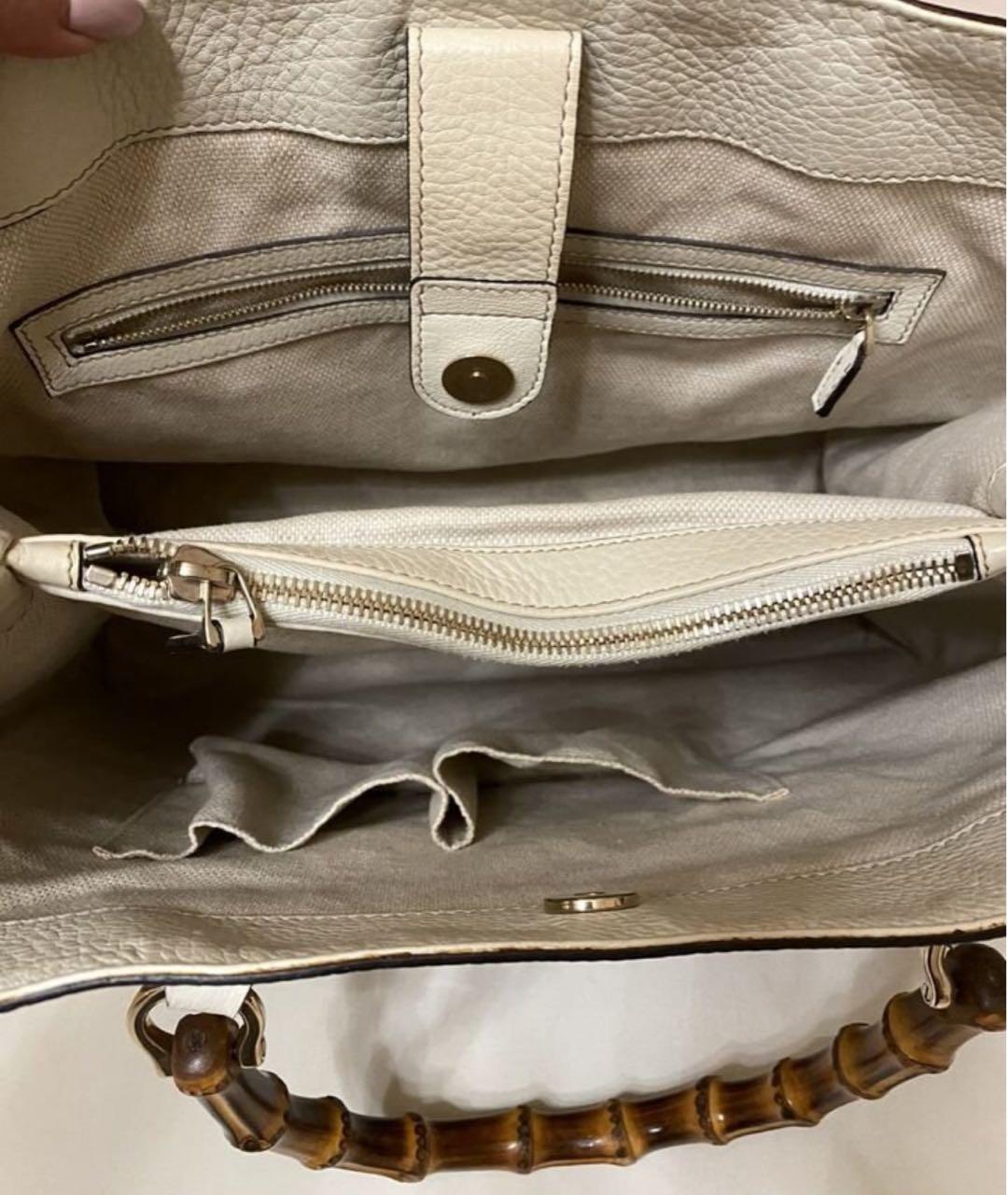 GUCCI Бежевая кожаная сумка с короткими ручками, фото 5