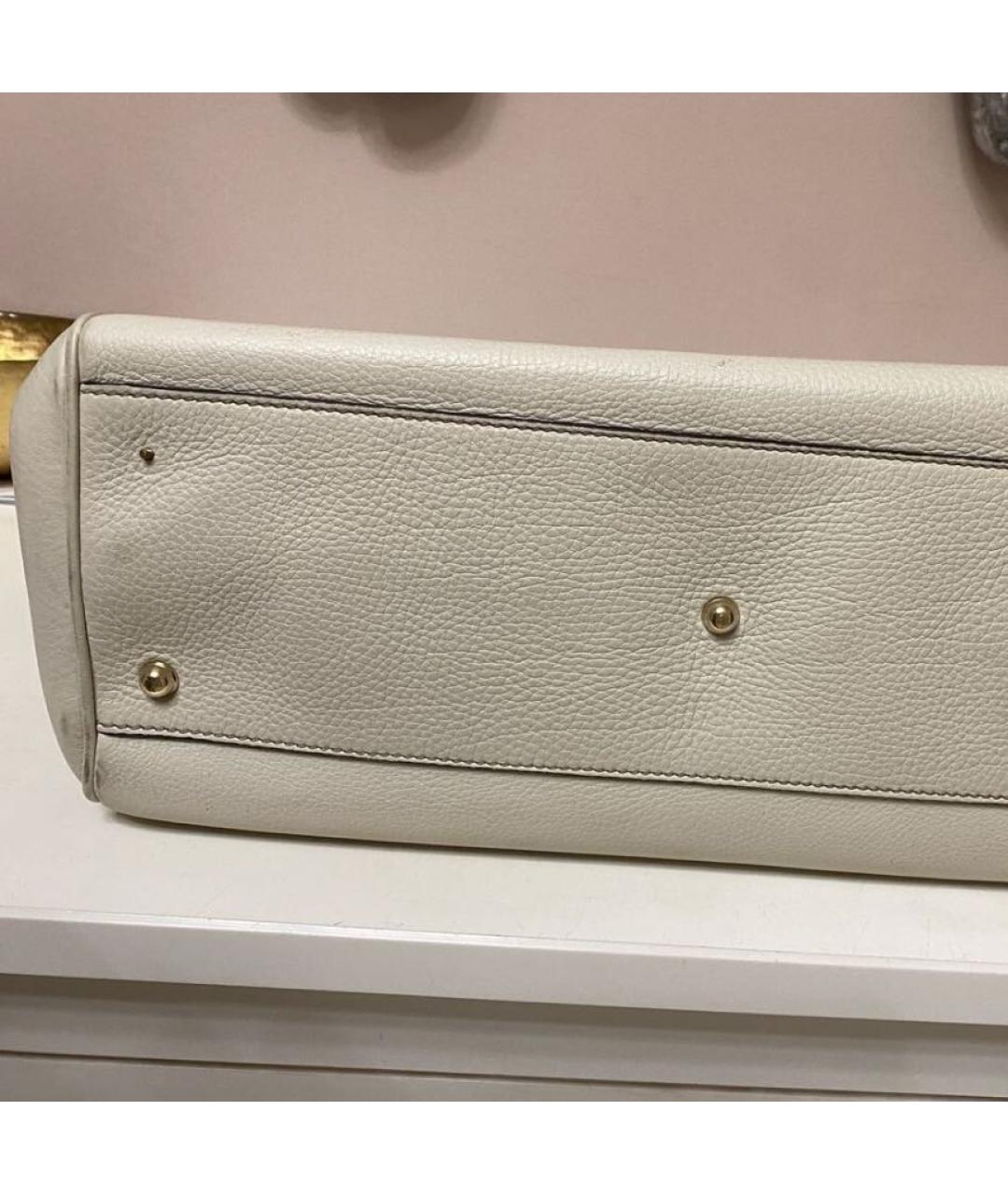 GUCCI Бежевая кожаная сумка с короткими ручками, фото 6