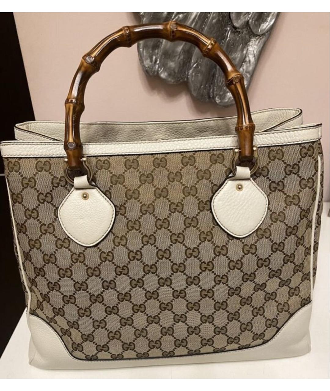 GUCCI Бежевая кожаная сумка с короткими ручками, фото 2