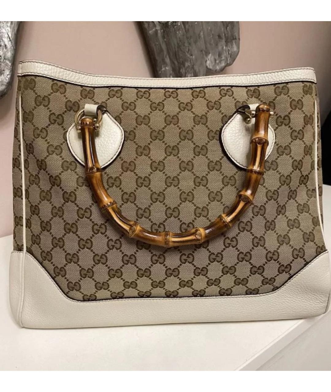 GUCCI Бежевая кожаная сумка с короткими ручками, фото 4
