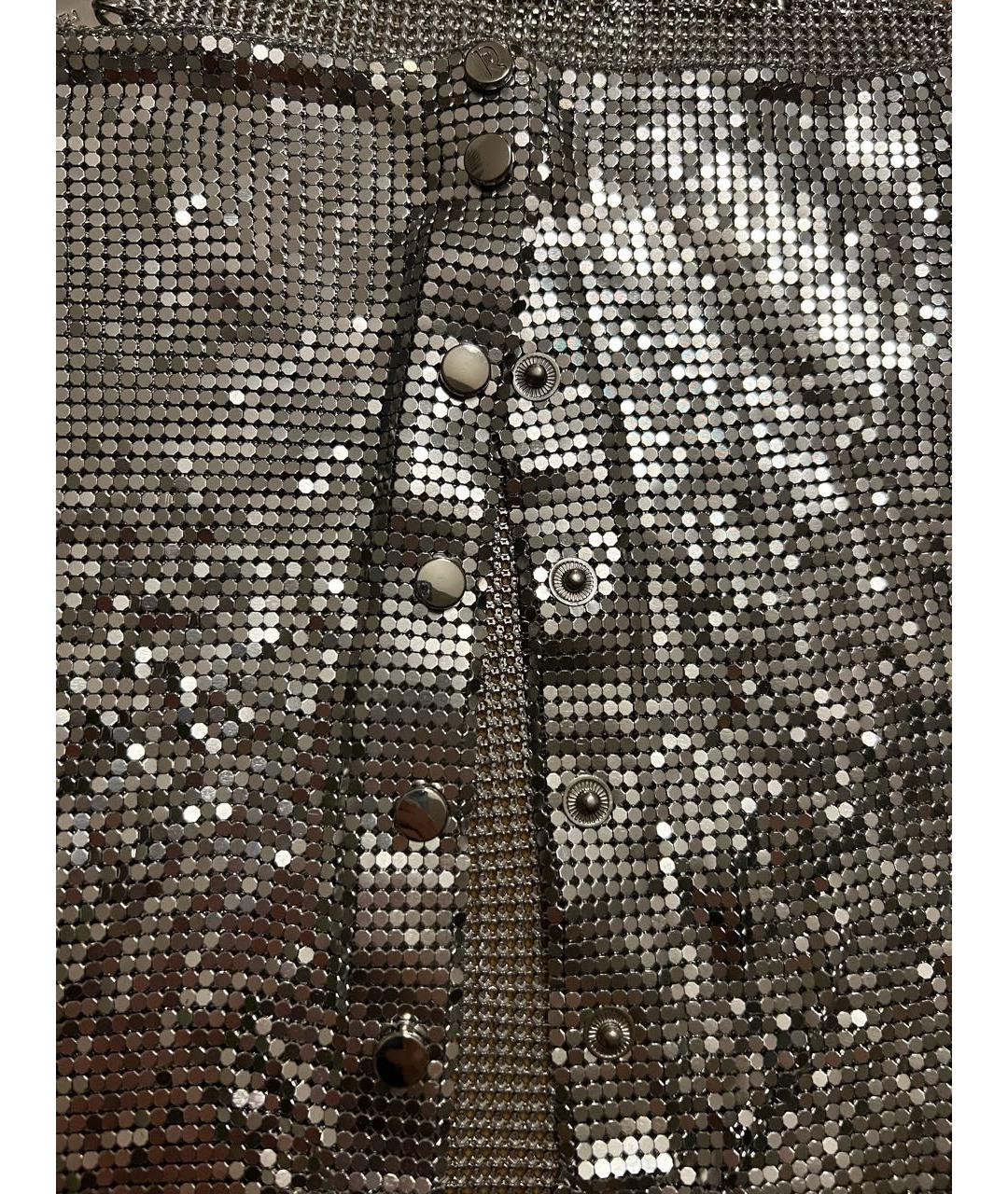 PACO RABANNE Серебряная юбка мини, фото 3