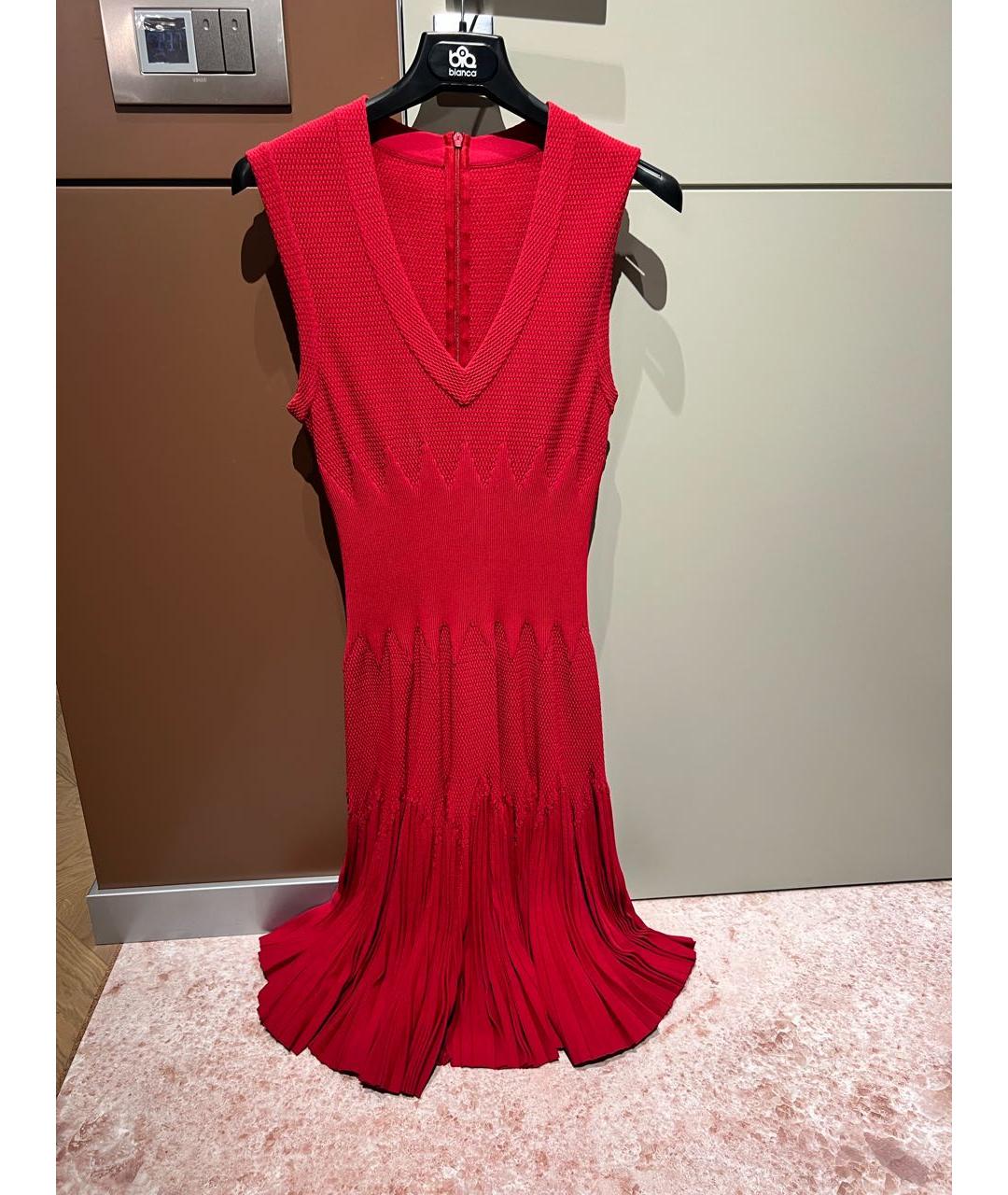 ALAIA Красное вискозное коктейльное платье, фото 5